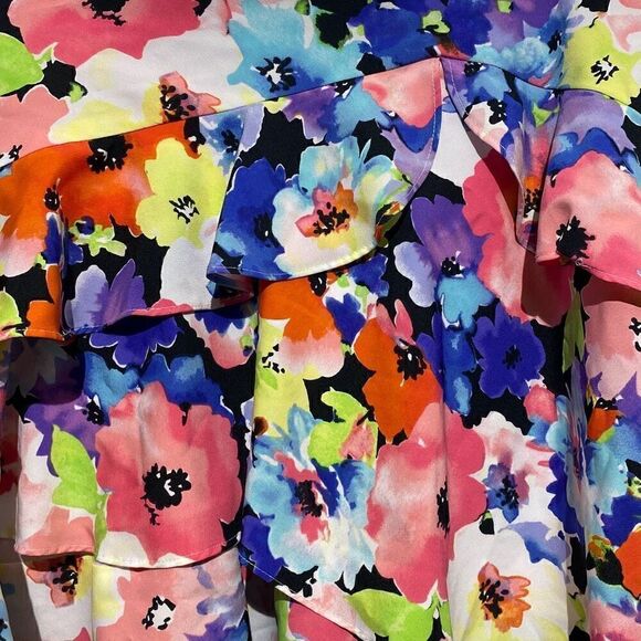 Lauren Ralph Lauren Women's Multicolor Polyester Floral Layered Skirt Size 8 - Picture 4 of 9